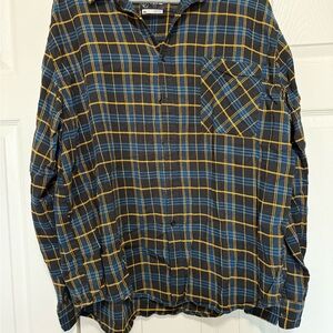 Blue and Yellow Plaid Men's Shirt